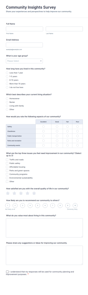 Community Insights Survey Form Template