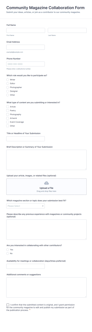 Community Magazine Collaboration Form Template