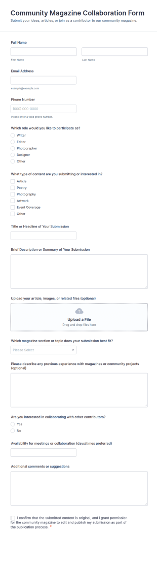 Community Magazine Collaboration Form Template