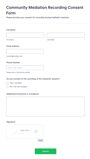 Community Mediation Recording Consent Form Template