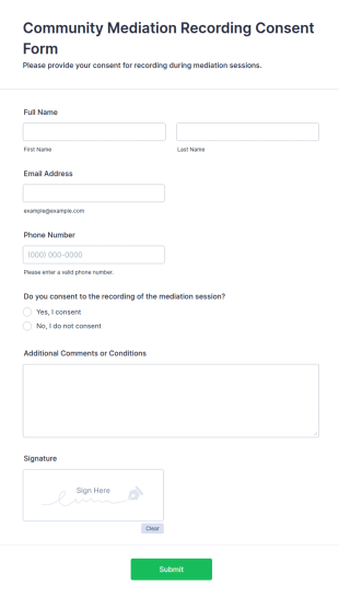 Community Mediation Recording Consent Form Template
