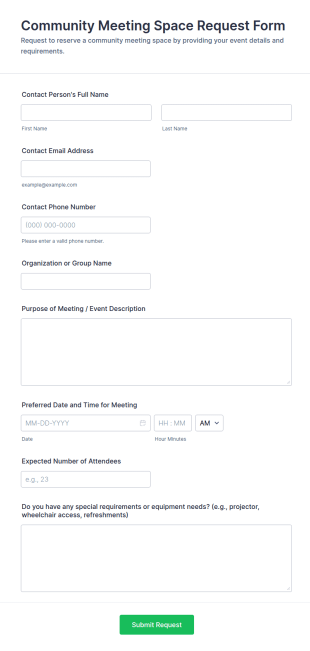 Community Meeting Space Request Form Template