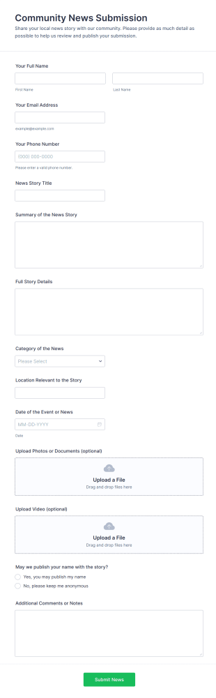 Community News Submission Form Template