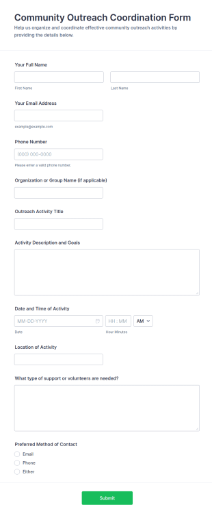 Community Outreach Coordination Form Template