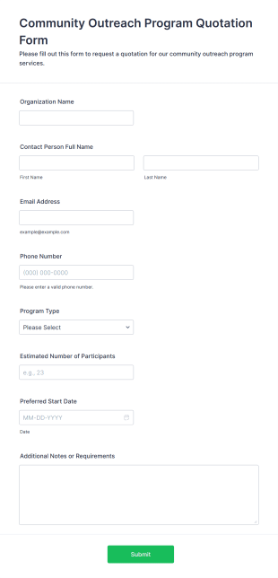 Community Outreach Program Quotation Form Form Template