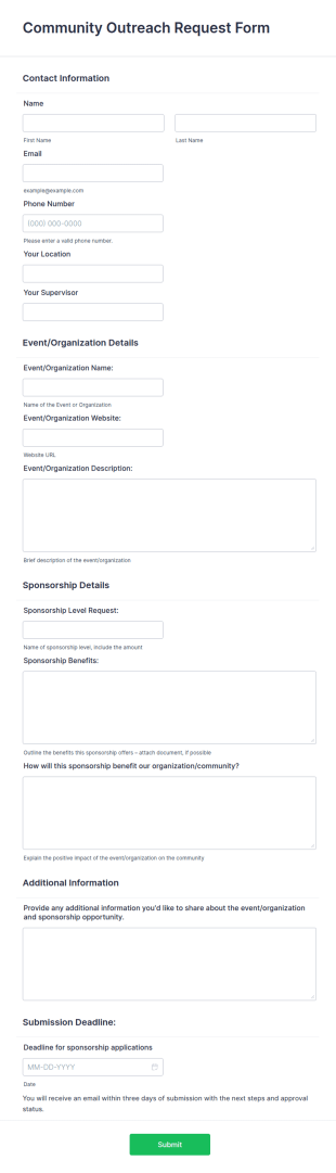 Community Outreach Request Form Template