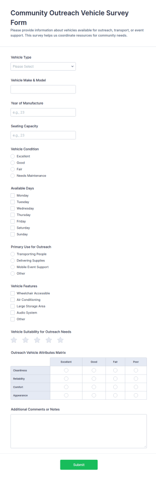 Community Outreach Vehicle Survey Form Template