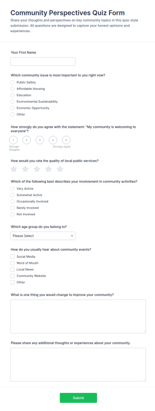 Community Perspectives Quiz Form Template
