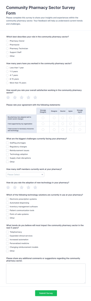 Community Pharmacy Sector Survey Form Template