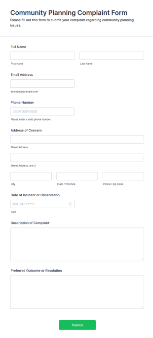 Community Planning Complaint Form Template