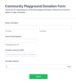 Community Playground Donation Form Template
