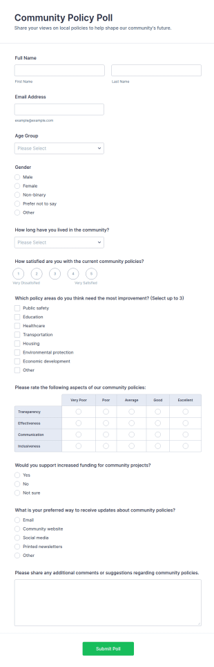Community Policy Poll Form Template