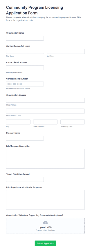 Community Program Licensing Application Form Template