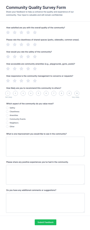 Community Quality Survey Form Template