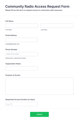 Community Radio Access Request Form Template