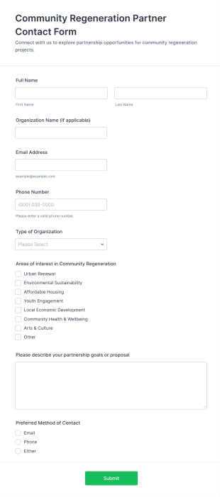 Community Regeneration Partner Contact Form Template