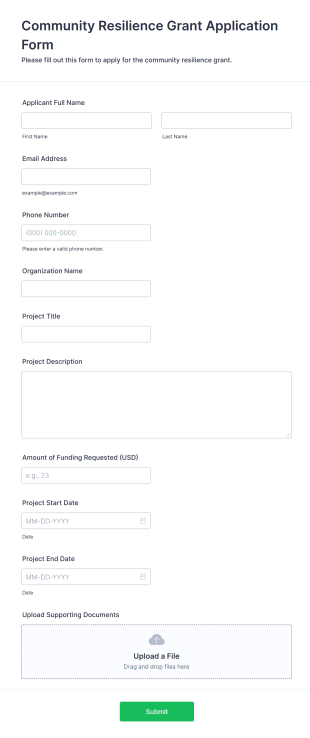 Community Resilience Grant Application Form Template