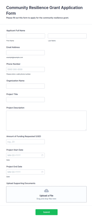 Community Resilience Grant Application Form Template