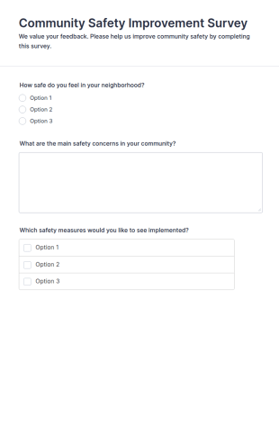 Community Safety Improvement Survey Form Template