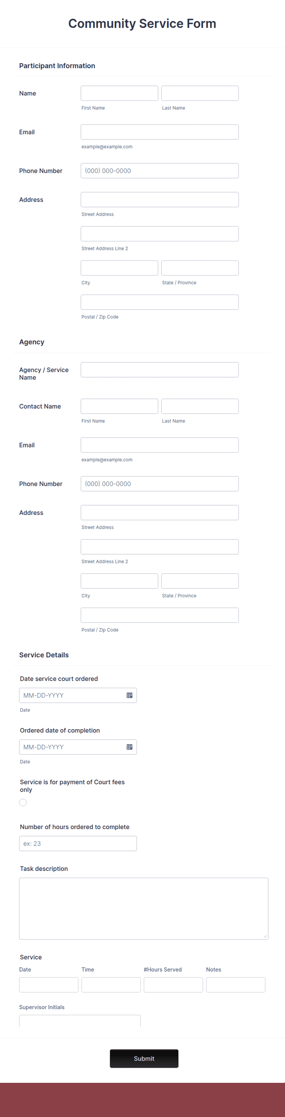 Community Service Form Template | Jotform