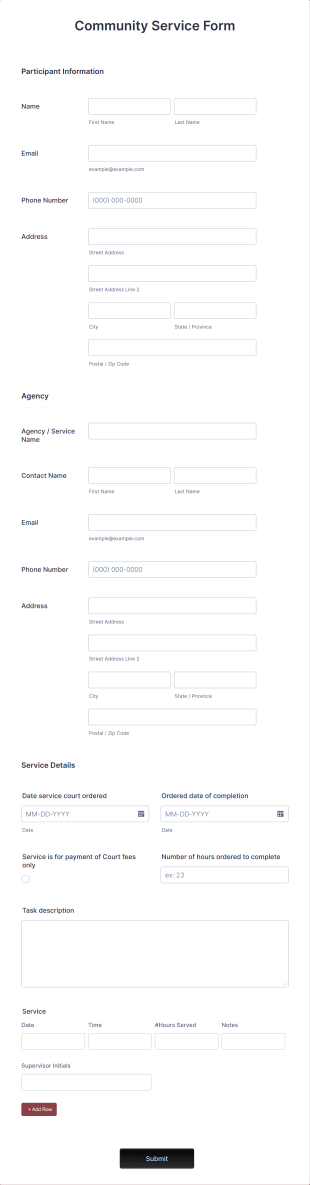 Community Service Form Template