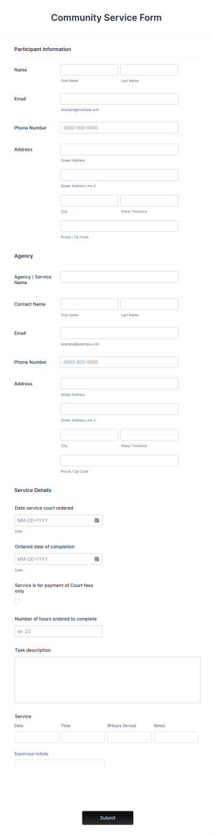 Community Service Form Template