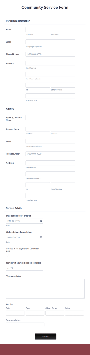 Community Service Form Template