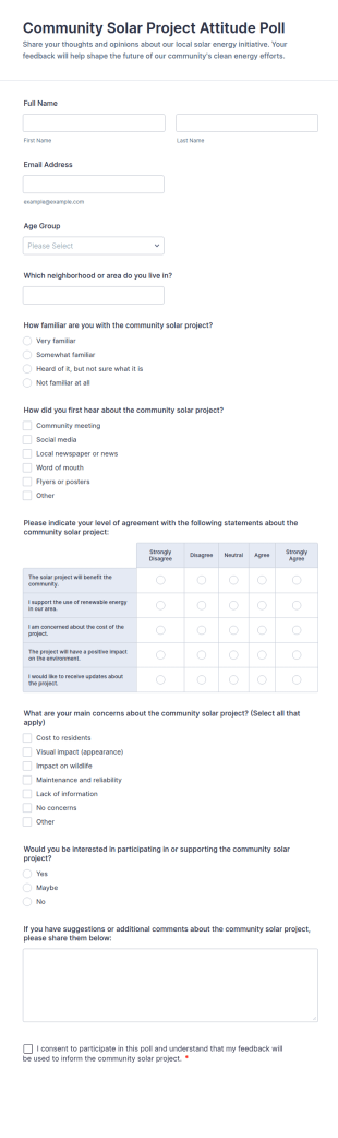 Community Solar Project Attitude Poll Form Template