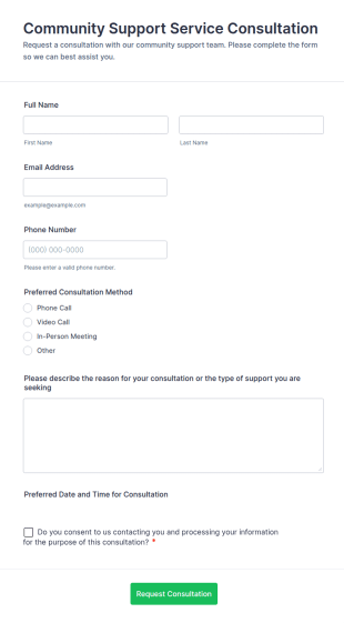 Community Support Service Consultation Form Template