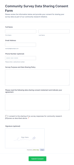 Community Survey Data Sharing Consent Form Template