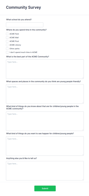 School Community Survey Form Template