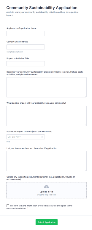 Community Sustainability Application Form Template