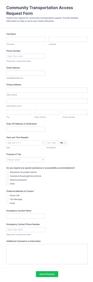Community Transportation Access Request Form Template