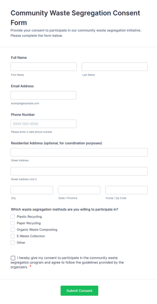 Community Waste Segregation Consent Form Template