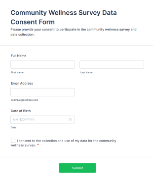 Community Wellness Survey Data Consent Form Template