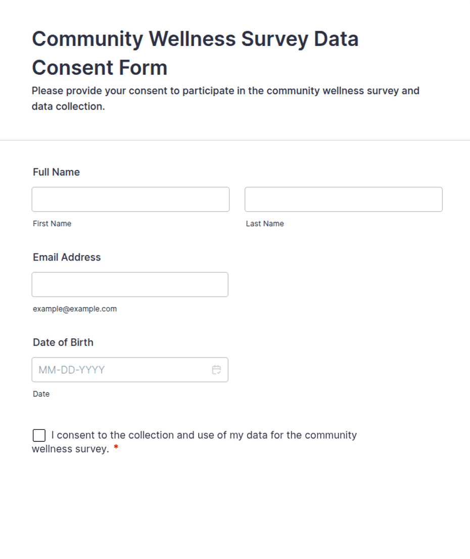 Community Wellness Survey Data Consent Form Template | Jotform