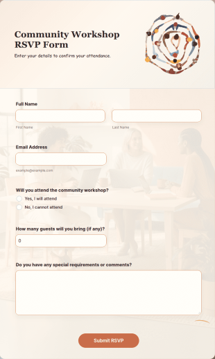 Community Workshop RSVP Form Template