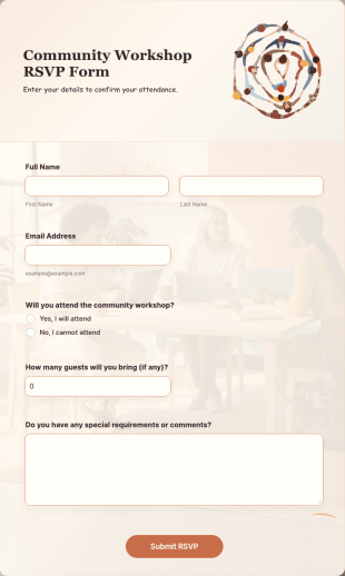 Community Workshop RSVP Form Template