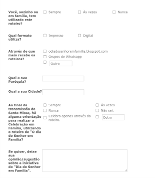 Como Tem Aproveitado O Roteiro "O Dia Do Senhor Em Família"? Form Template