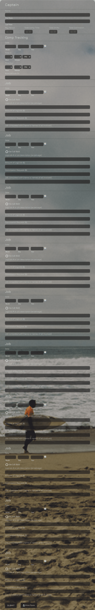 Comp Tracking Form Template