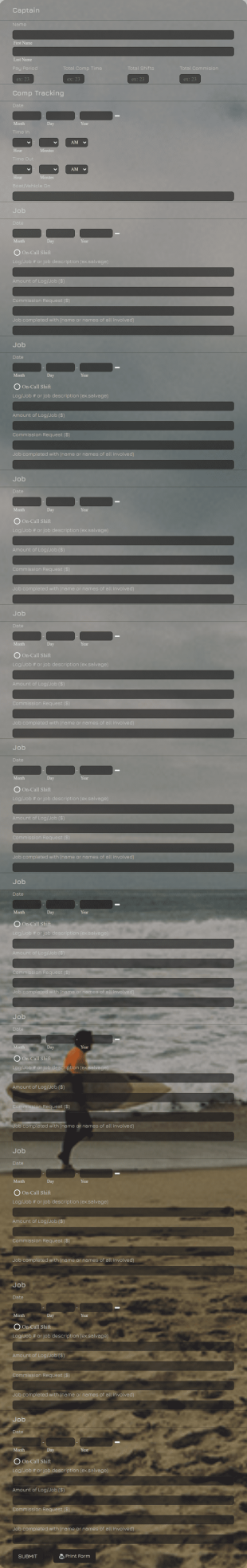 Comp Tracking Form Template
