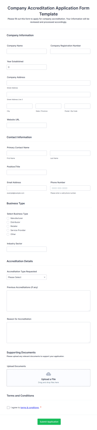 Company Accreditation Form Template