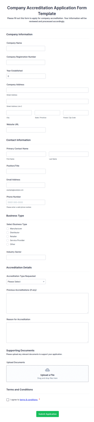 Company Accreditation Form Template