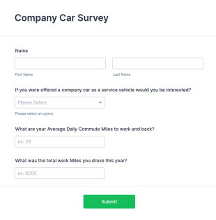 Company Car Survey Form Template