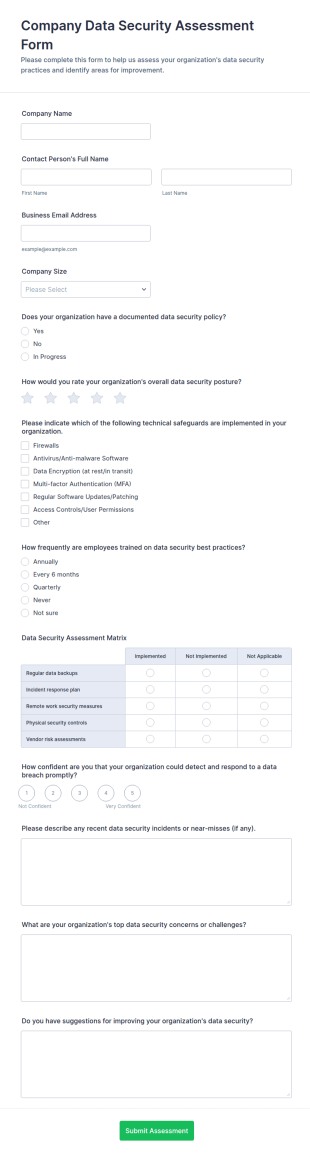 Company Data Security Assessment Form Template