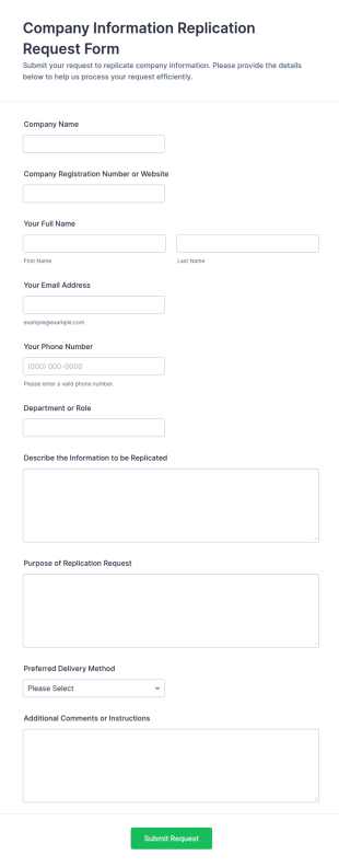 Company Information Replication Request Form Template