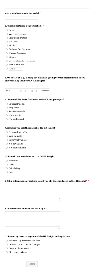 Company Magazine Survey Form Template