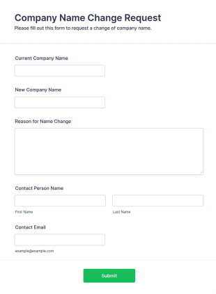 Company Name Change Request Form Template