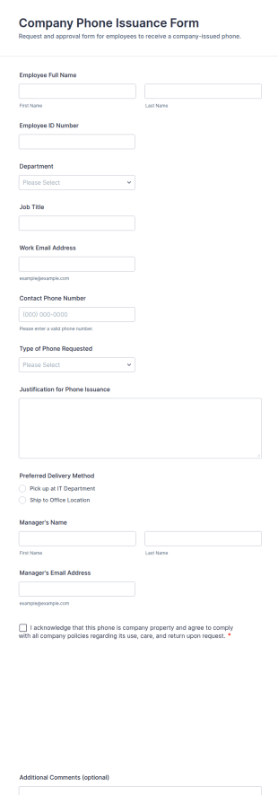 Company Phone Issuance Form Template
