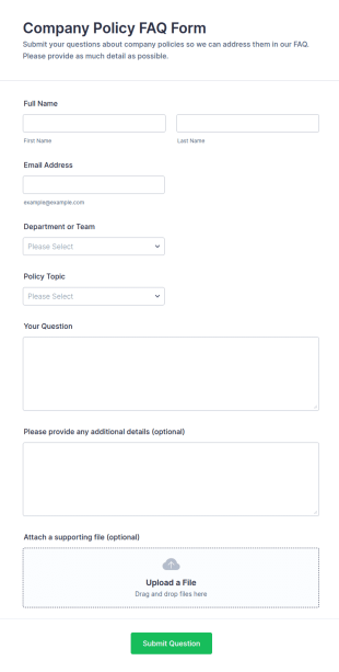 Company Policy FAQ Form Template